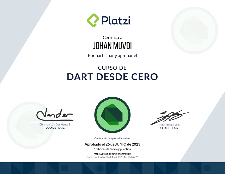 Diploma del Curso de Dart desde Cero
