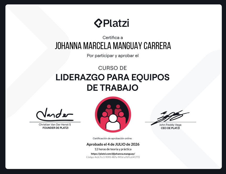 Diploma del Curso de Liderazgo para Equipos de Trabajo