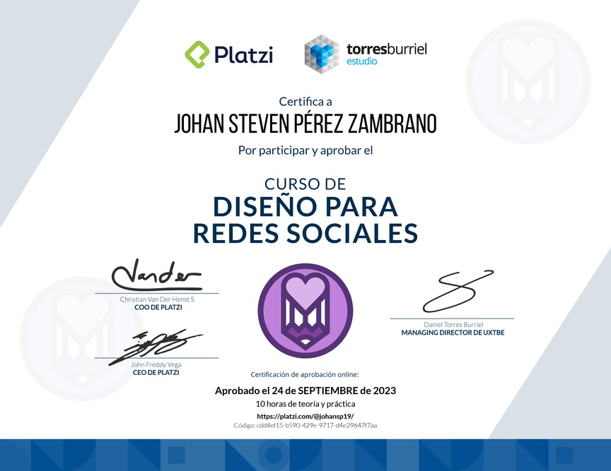 Diploma del Curso de Diseño para Redes Sociales