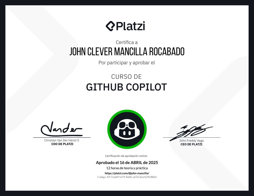 Diploma del Curso de GitHub Copilot