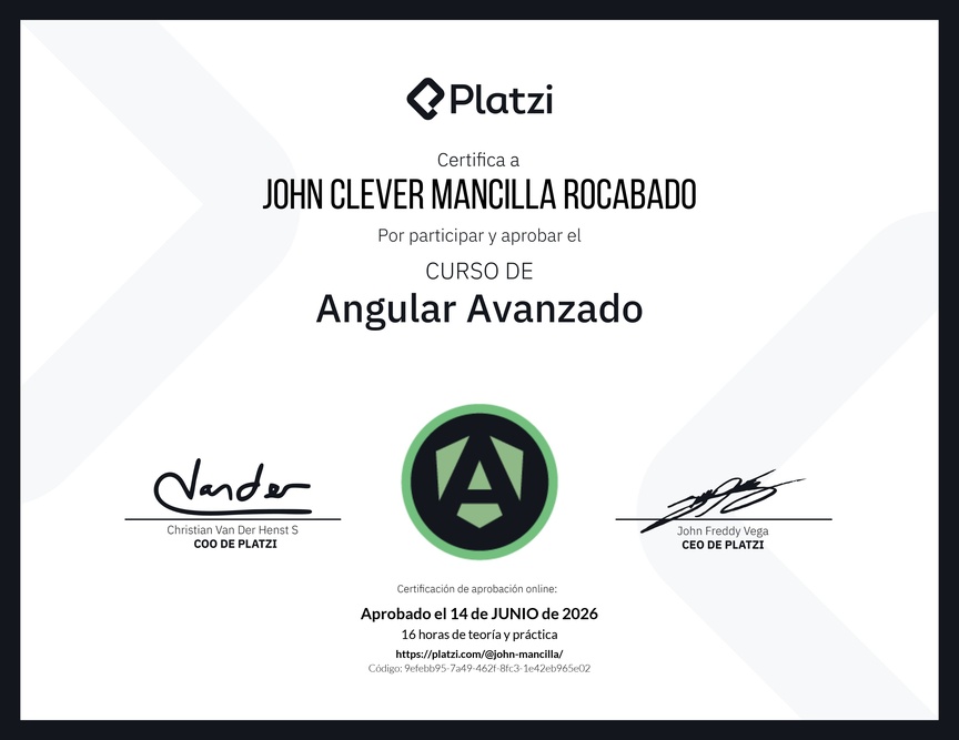 Diploma del Curso de Angular Avanzado