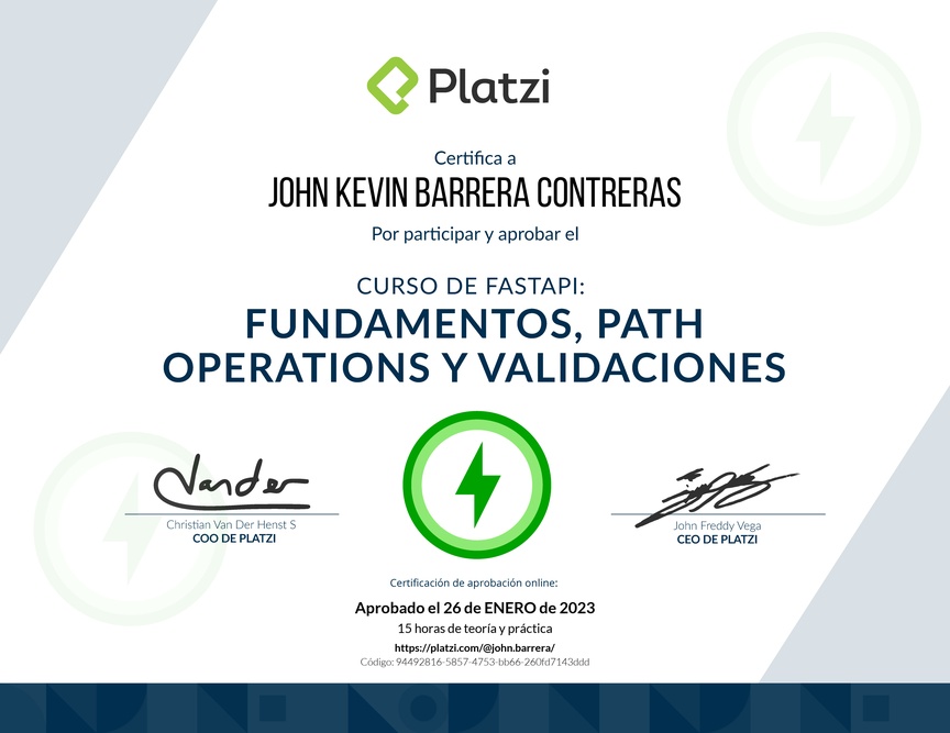 Diploma del Curso de FastAPI: Fundamentos, Path Operations y Validaciones