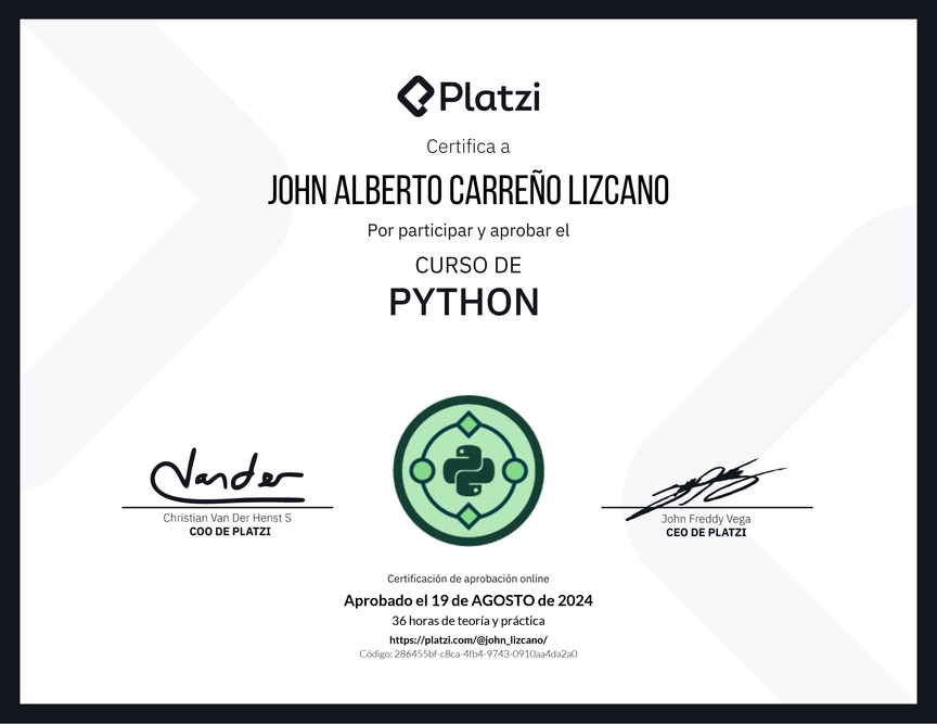 Diploma del Curso de Python