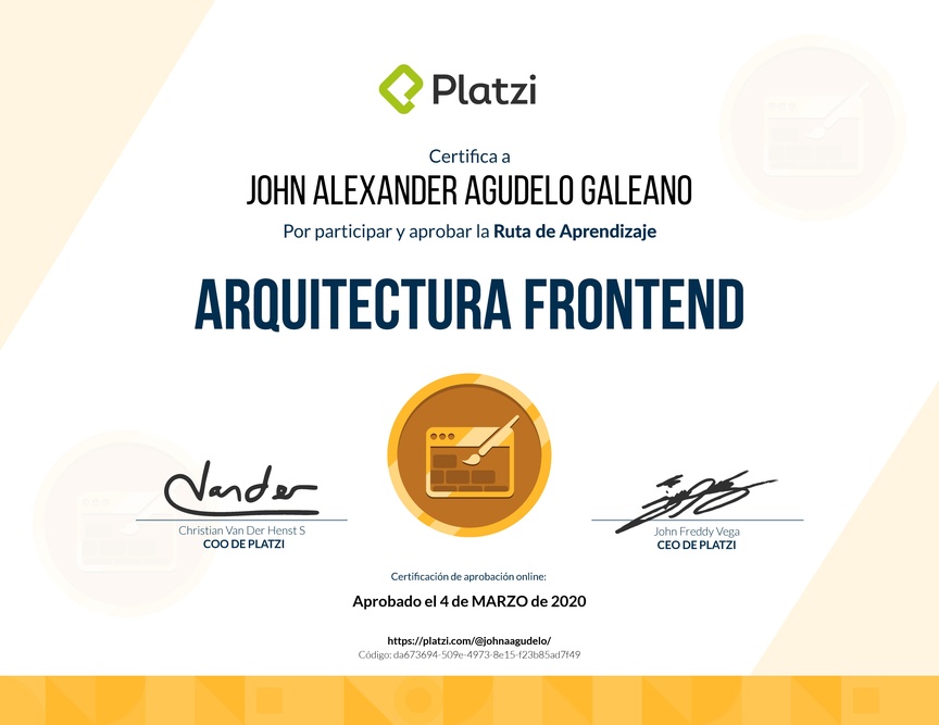 Diploma de la Ruta de Aprendizaje de Arquitectura Frontend