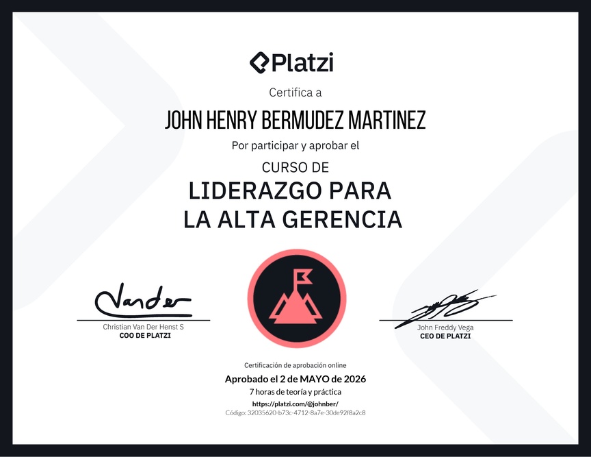 Diploma del Curso de Liderazgo para la Alta Gerencia
