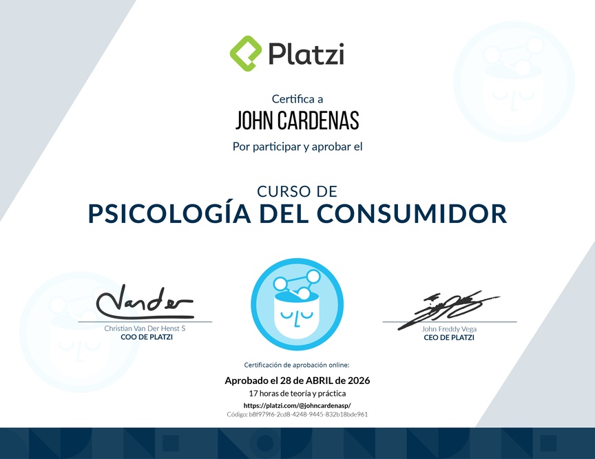 Diploma del Curso de Psicología del Consumidor