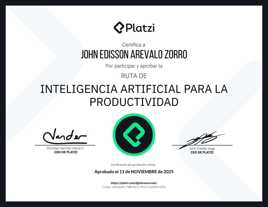 Diploma de la Ruta de Aprendizaje de Inteligencia Artificial para la Productividad