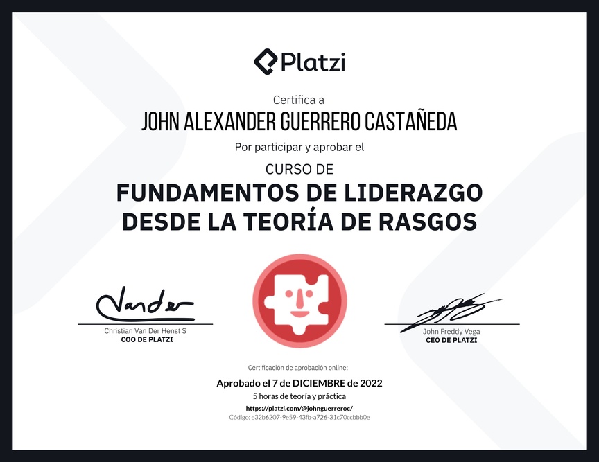 Diploma del Curso de Fundamentos de Liderazgo: Reconoce las Características de un Líder
