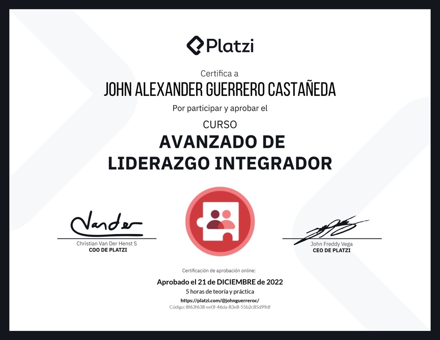 Diploma del Curso Avanzado de Liderazgo: Adapta tu Estilo de Liderazgo