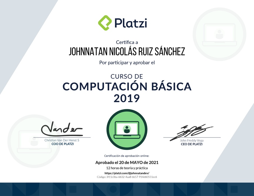 Diploma del Curso de Computación Básica