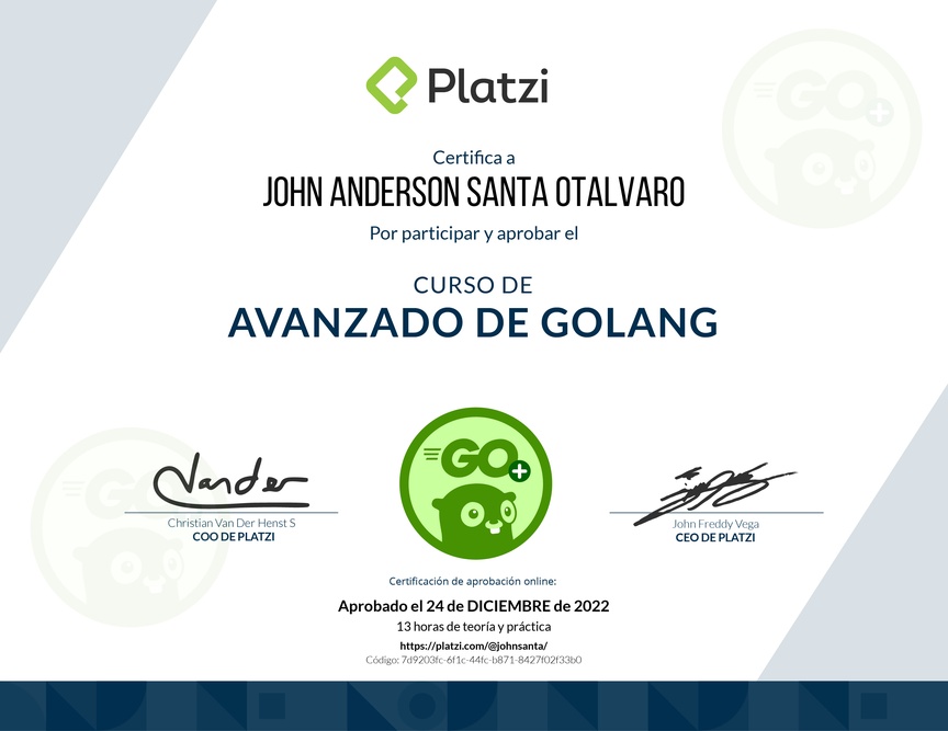Diploma del Curso de Go Avanzado: Concurrencia y Patrones de Diseño