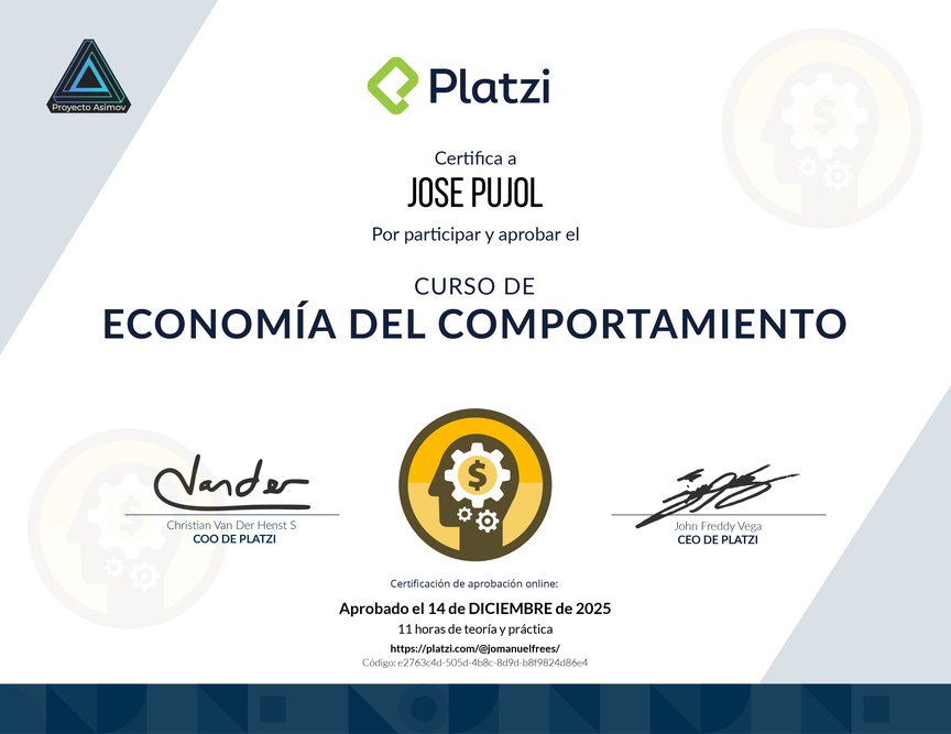 Diploma del Curso de Economía del Comportamiento