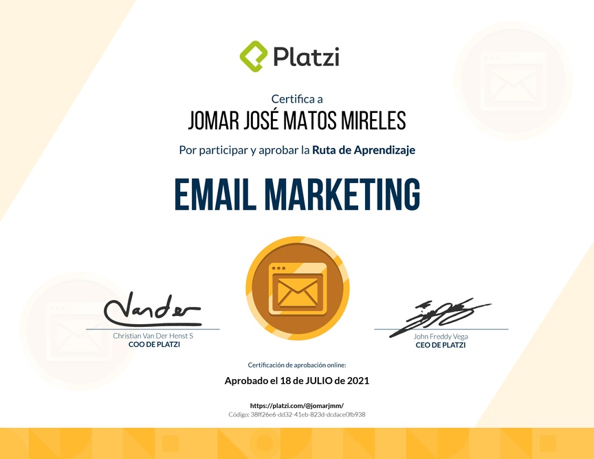 Diploma de la Ruta de Aprendizaje de Email Marketing