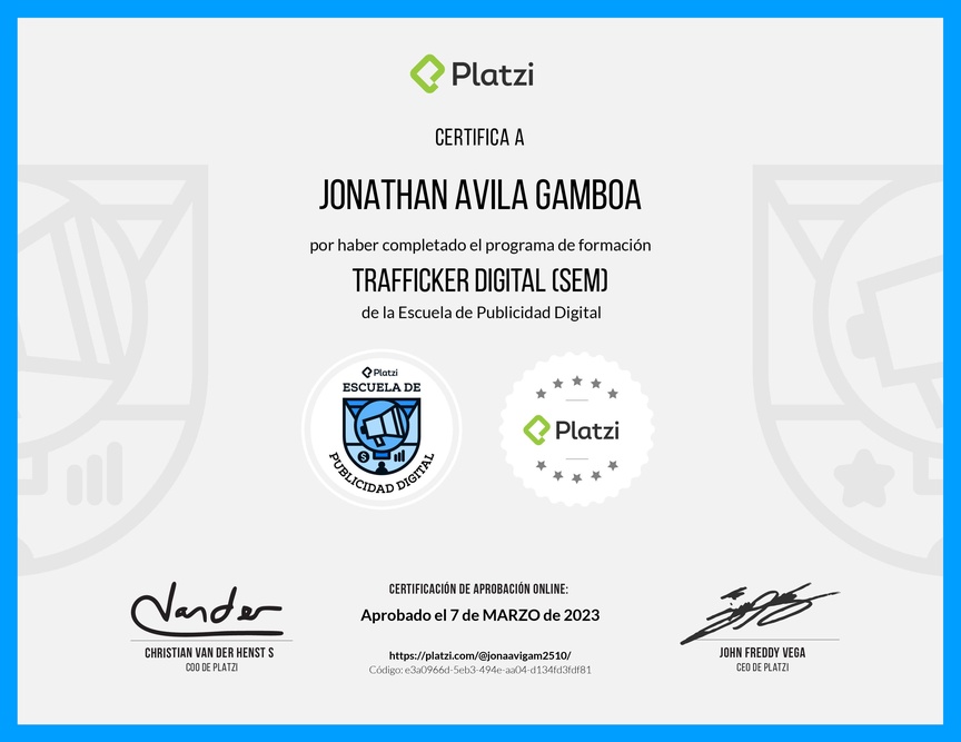 Diploma de la Ruta de Aprendizaje de Trafficker Digital (SEM)