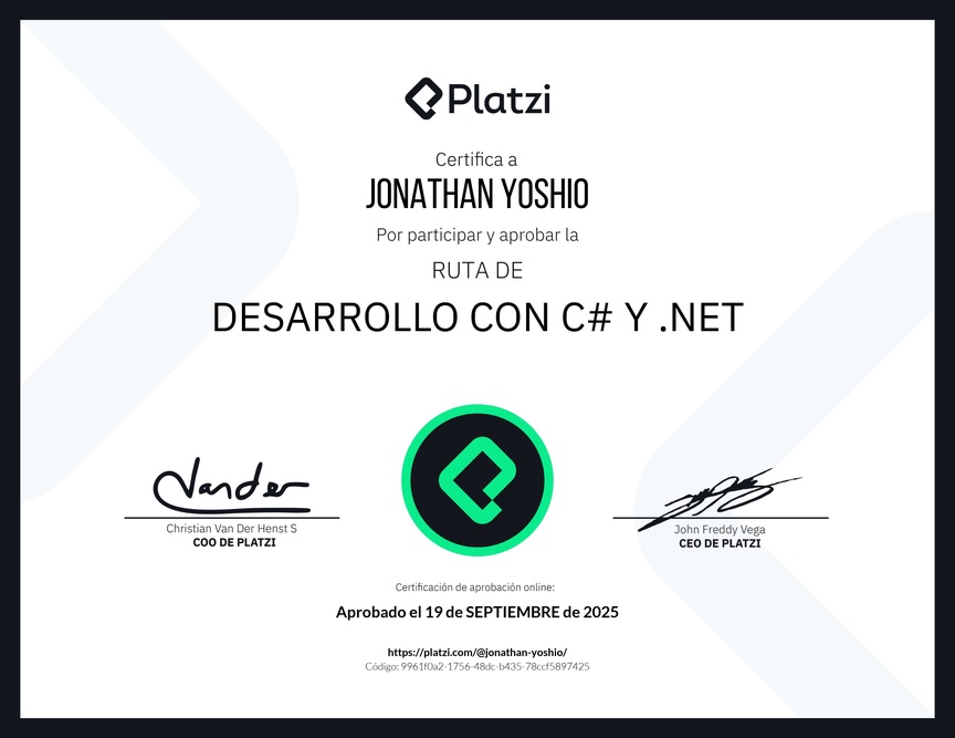 Diploma de la Ruta de Aprendizaje de Desarrollo con C# y .NET