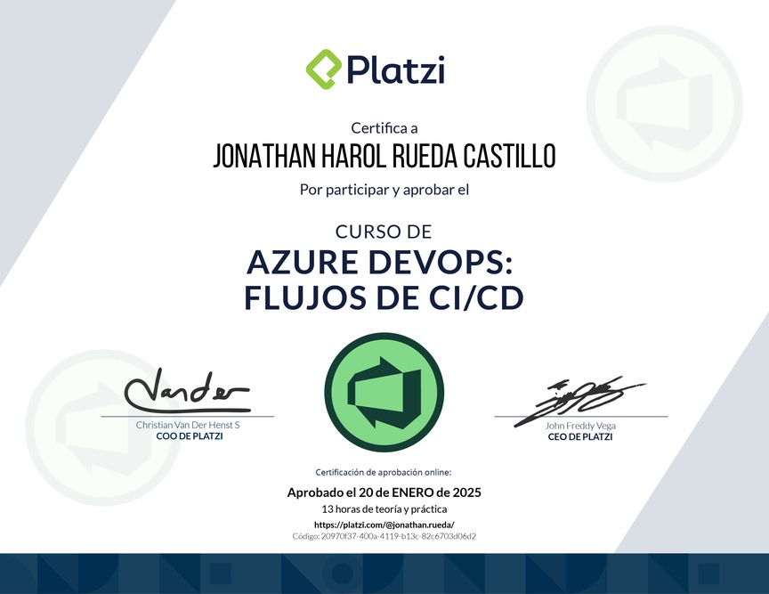 Diploma del Curso de Azure DevOps: Flujos de CI/CD