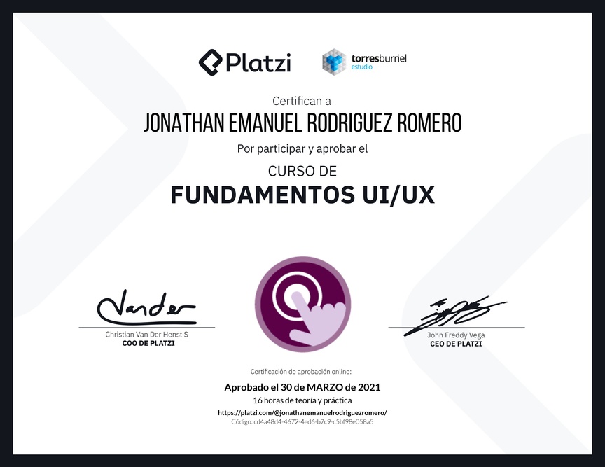 Diploma del Curso de Fundamentos UI/UX