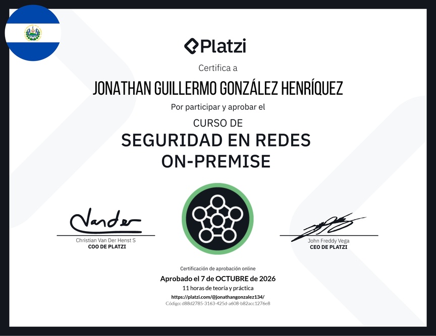 Diploma del Curso de Seguridad de Redes On-Premise