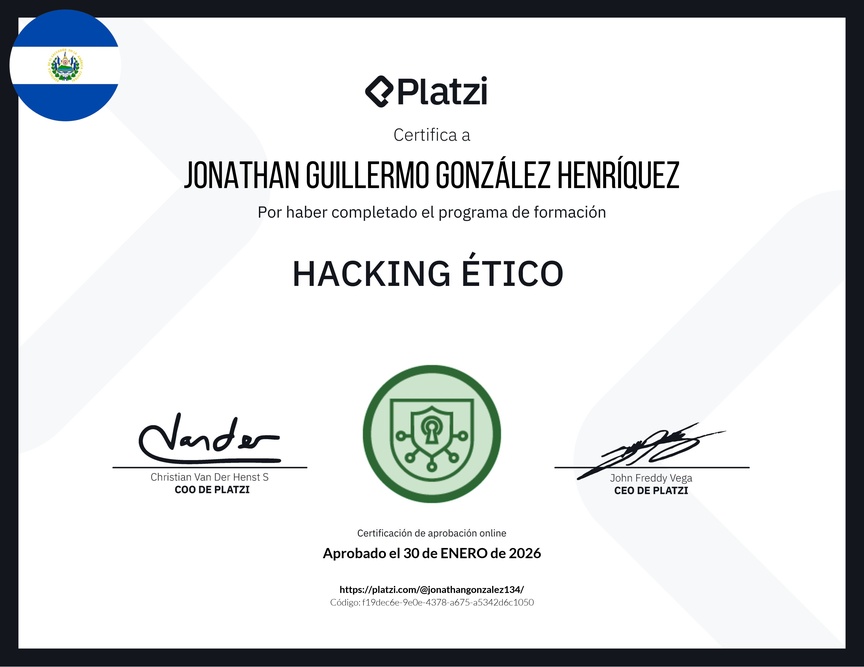 Diploma de la Ruta de Aprendizaje de Hacking Ético y Pentesting (Red Team)
