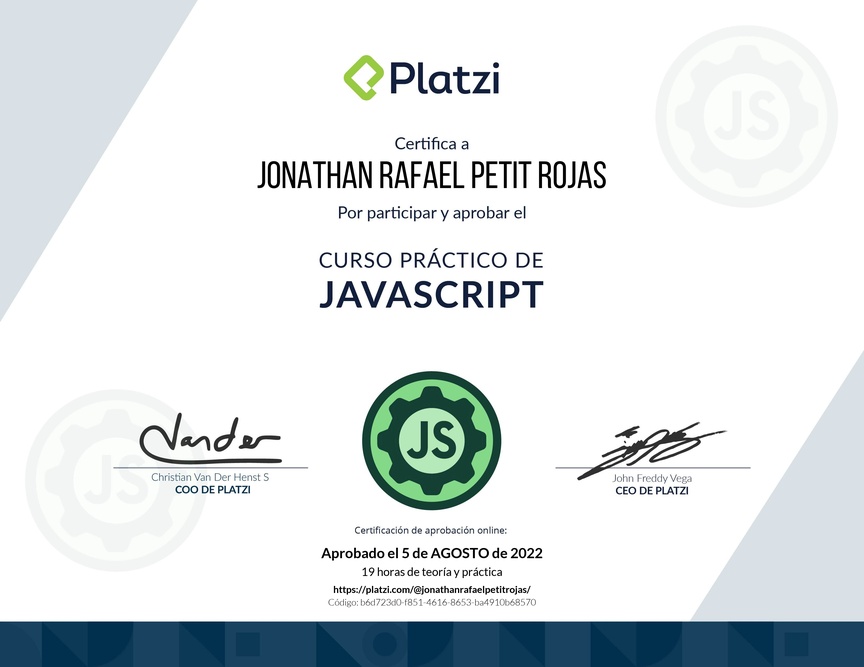 Diploma del Curso Práctico de JavaScript