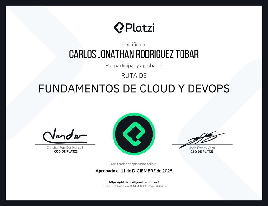 Diploma de la Ruta de Aprendizaje de Fundamentos de Cloud y DevOps