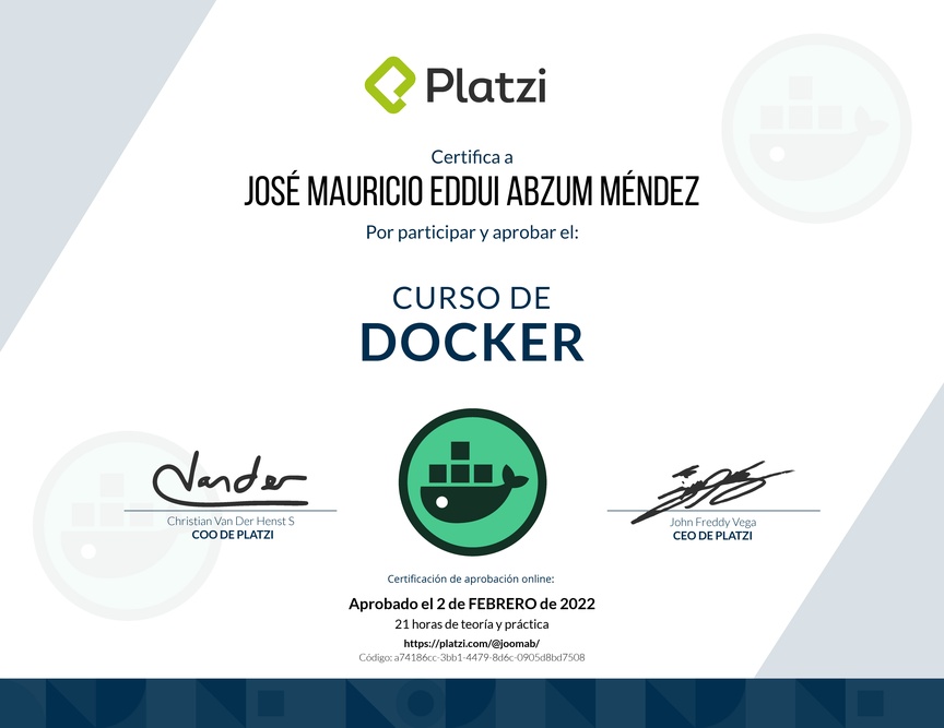 Diploma del Curso de Docker