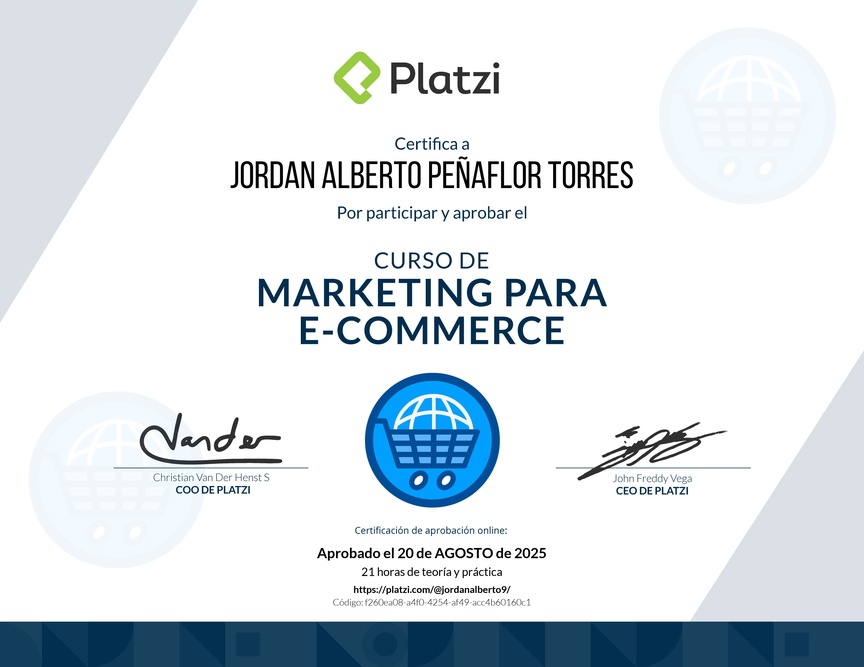 Diploma del Curso de Marketing para E-Commerce