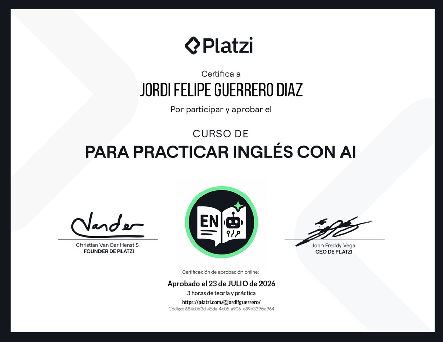 Diploma del Curso para Practicar Inglés con AI