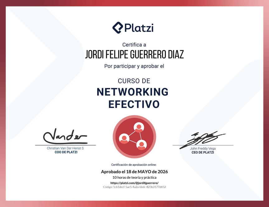 Diploma del Curso de Networking para Construir tu Red de Contactos