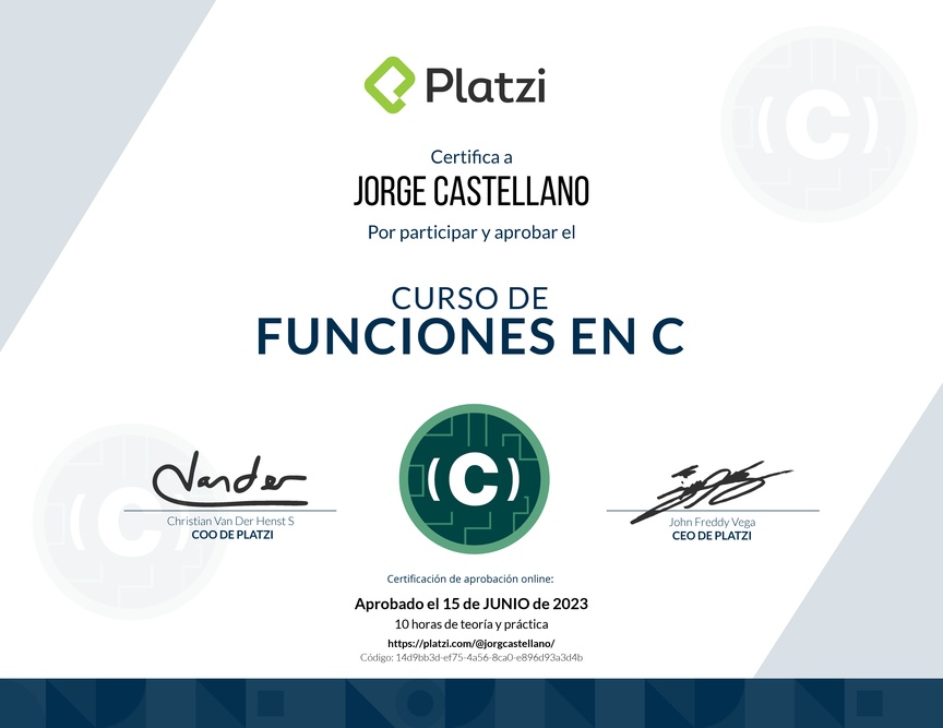 Diploma del Curso de Funciones en C