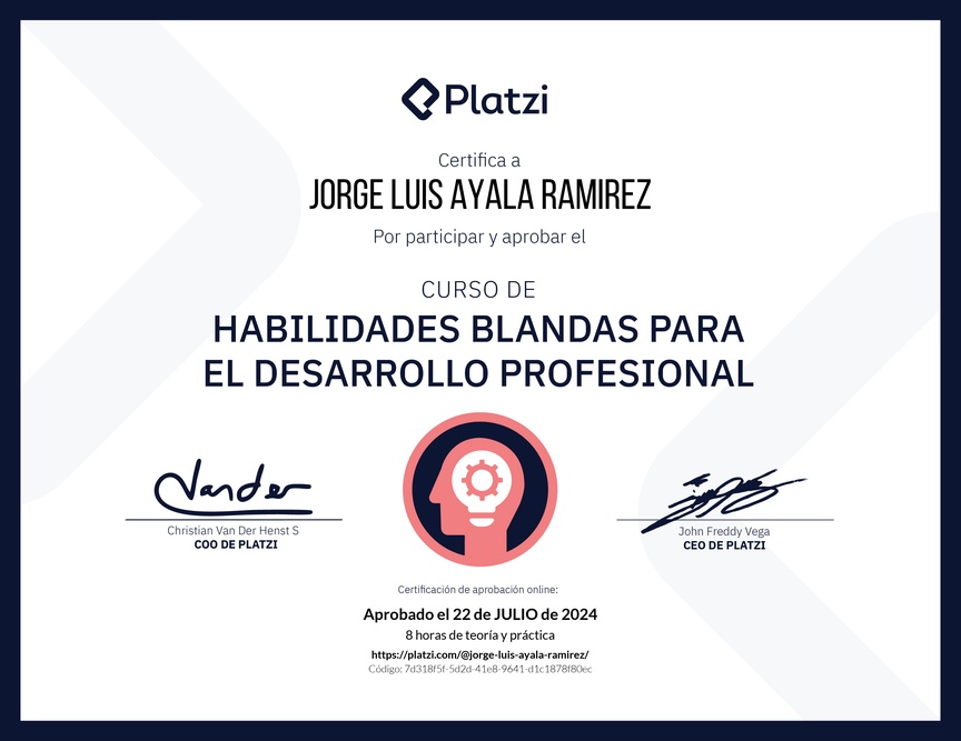 Diploma del Curso de Habilidades Blandas para el Desarrollo Profesional