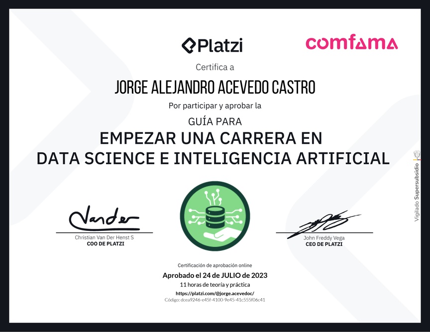 Diploma de Guía para Empezar una Carrera en Data Science e Inteligencia Artificial