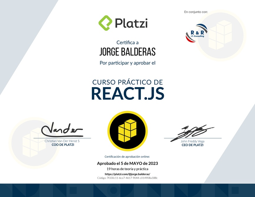 Diploma del Curso de React 17 con Webpack 5 y Sass