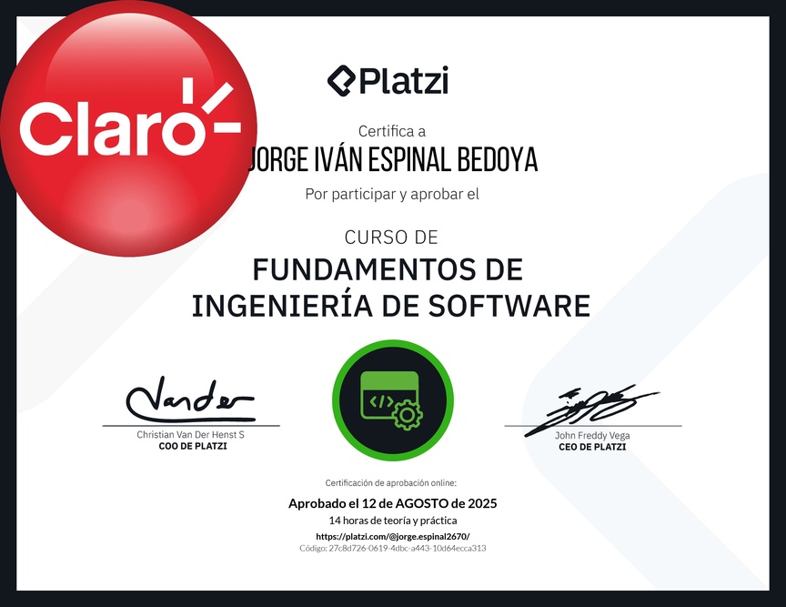 Diploma del Curso de Fundamentos de Ingeniería de Software