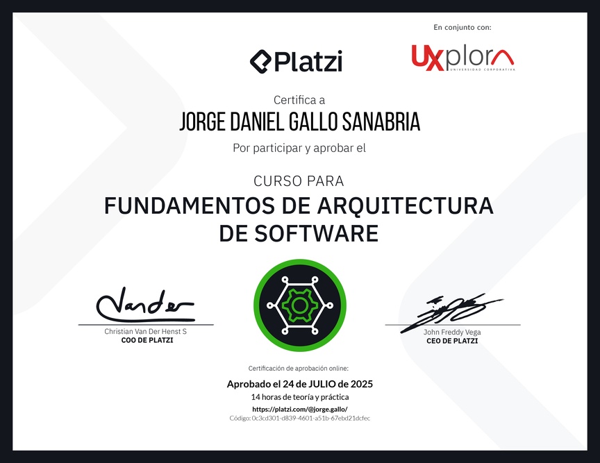 Diploma del Curso de Fundamentos de Arquitectura de Software