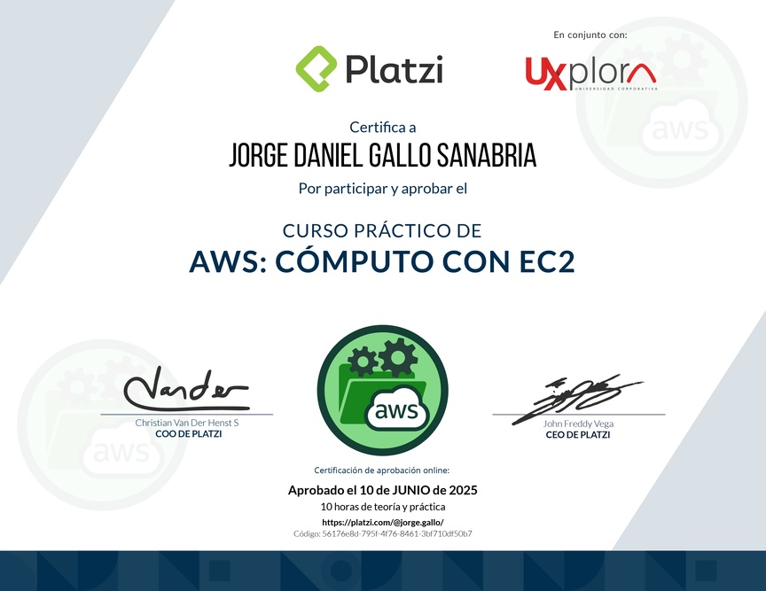 Diploma del Curso Práctico de AWS: Cómputo con EC2