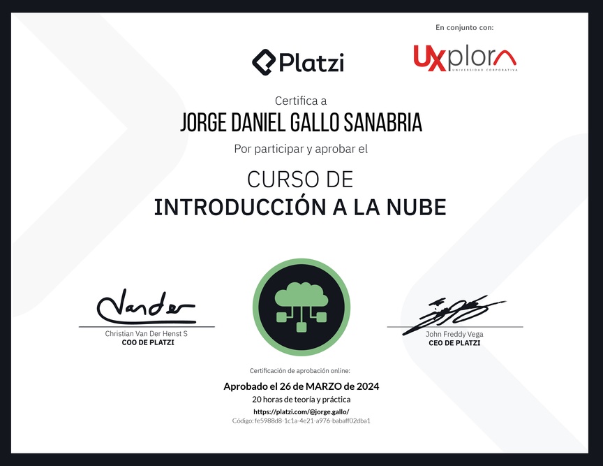 Diploma del Curso de Introducción a la Nube