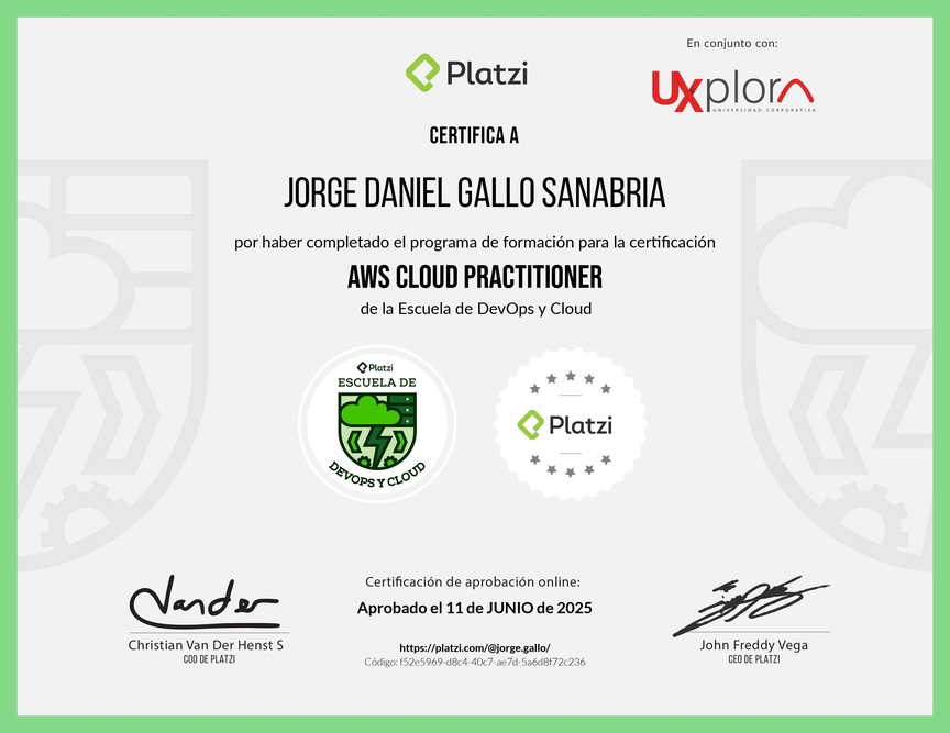 Diploma de la Ruta de Aprendizaje de Certificación de AWS Cloud Practitioner