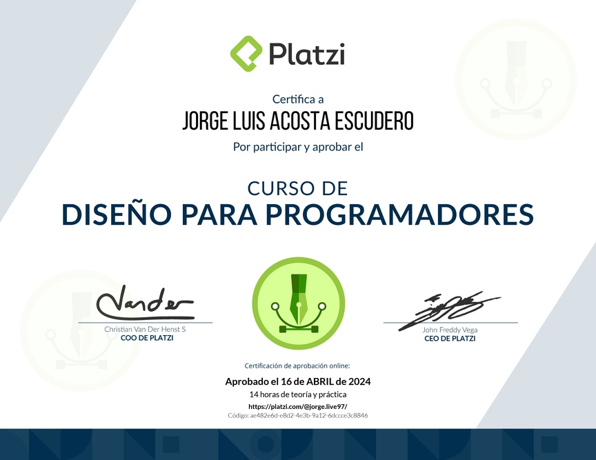 Diploma del Curso de Diseño para Developers
