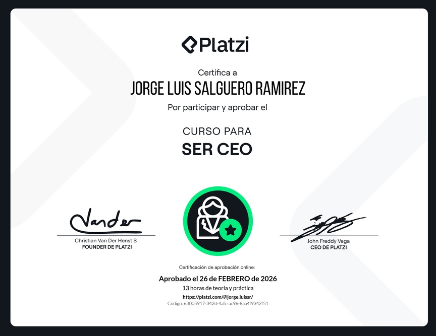 Diploma del Curso para ser CEO 2025