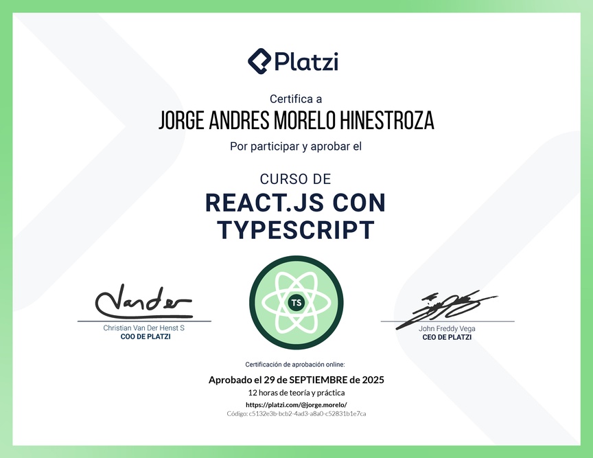 Diploma del Curso de React.js con TypeScript