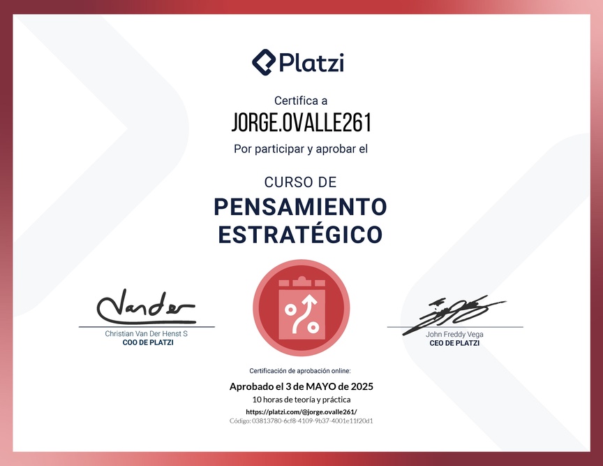 Diploma del Curso de Pensamiento Estratégico