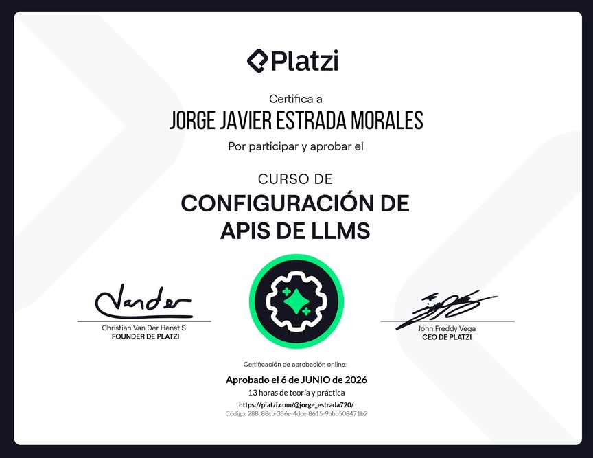 Diploma del Curso de Configuración de APIs de LLMs