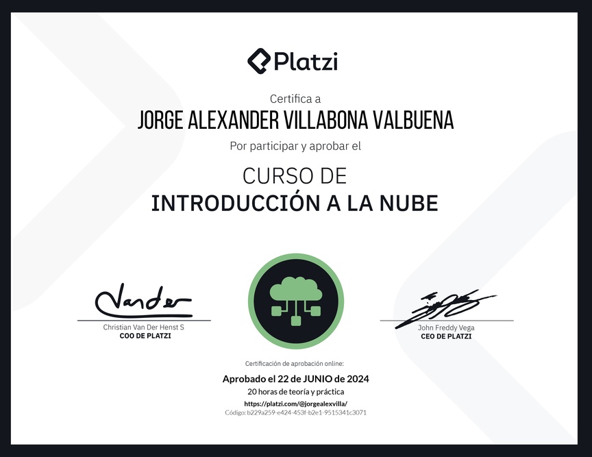 Diploma del Curso de Introducción a la Nube