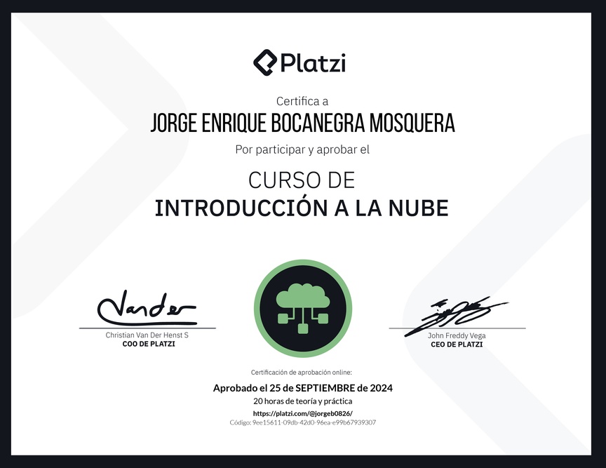 Diploma del Curso de Introducción a la Nube