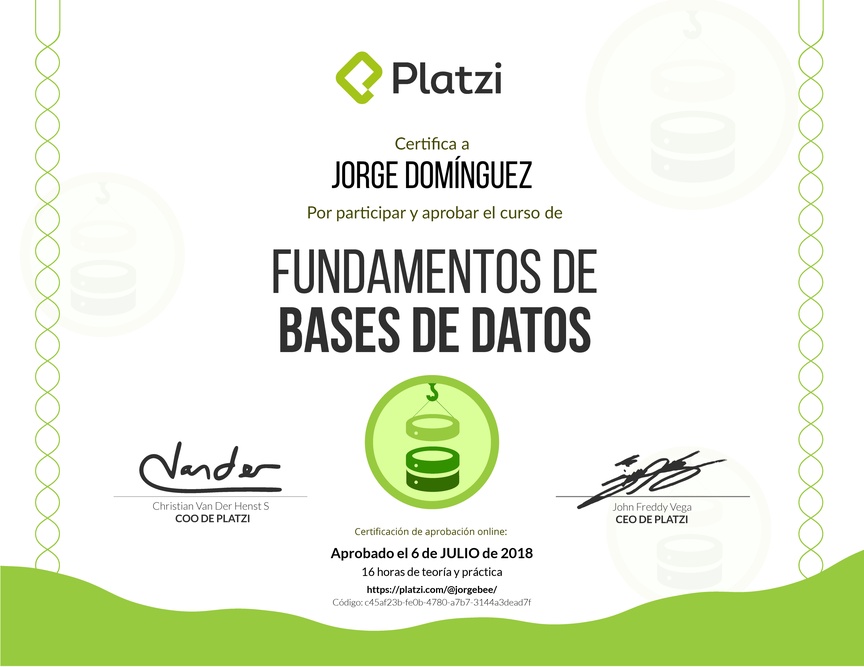 Diploma de Fundamentos de Bases de Datos 2017