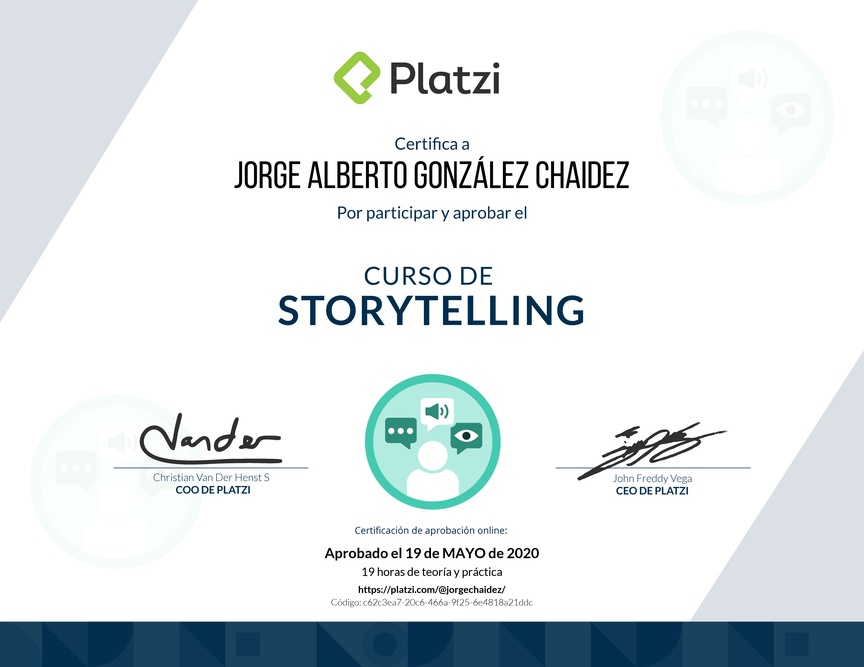Diploma del Curso Básico de Storytelling