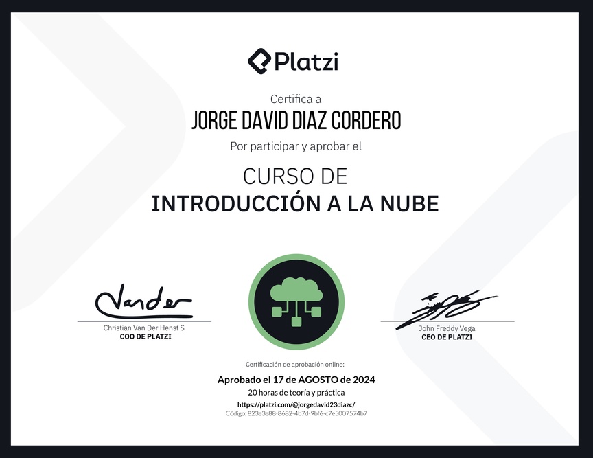 Diploma del Curso de Introducción a la Nube