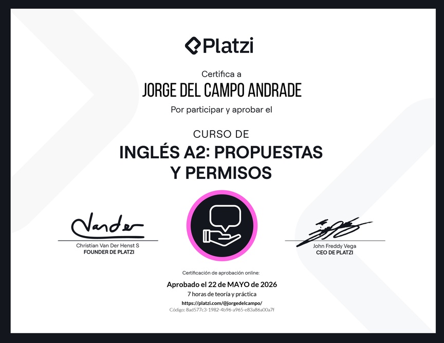 Diploma del Curso de Inglés Básico A2: Propuestas y Permisos