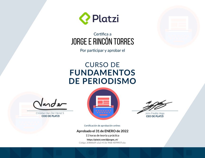Diploma del Curso de Introducción al Periodismo